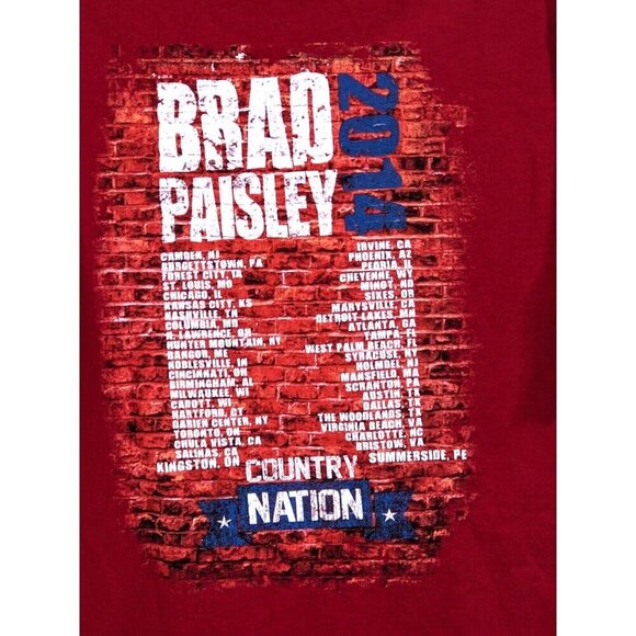 Brad Paisley Tour T Shirt Adult Large 2014 Country Nation Tour Red Concert Tee - Picture 3 of 6